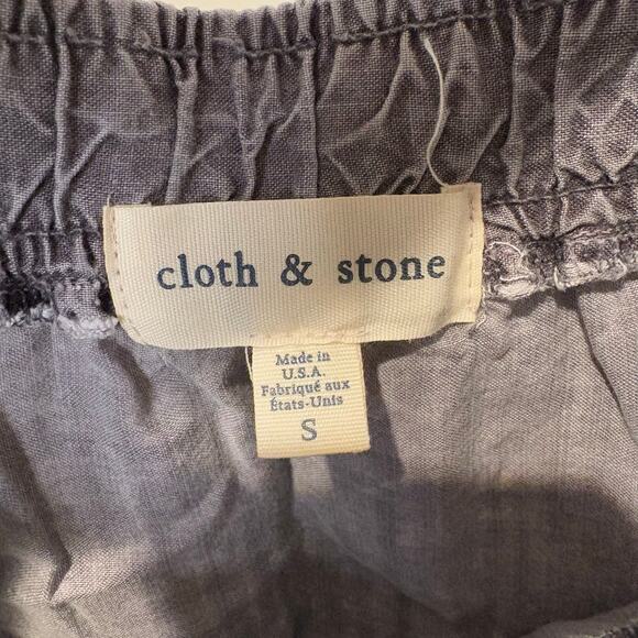 Anthropologie Cloth & Stone Mini Skirt Size S Gray Tencel Drawstring‎ Preppy - Picture 2 of 6